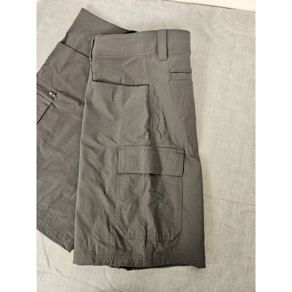 Orvis Mens Cargo Shorts Gray Zip Cargo Pocket Hiking Outdoor
